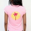Ladies round neck tee – Pink Palm