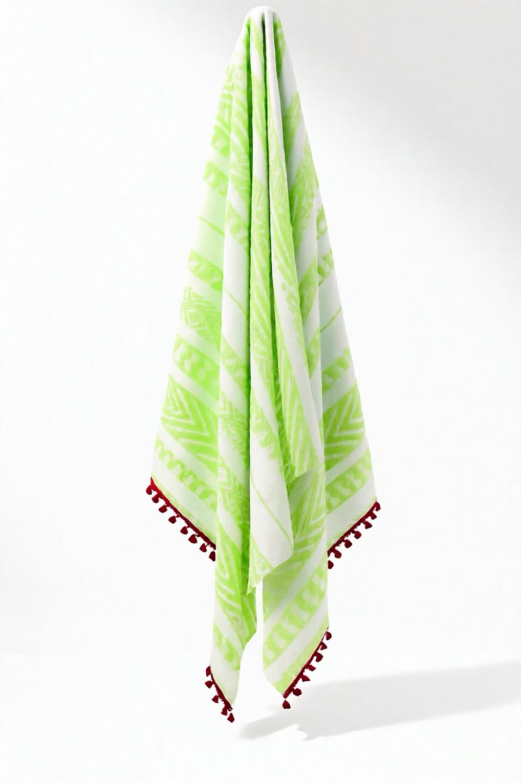 Meraki Cotton Blend Sarong – Light Acid Green with Magenta rim