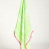 Meraki Cotton Blend Sarong – Light Acid Green with Pink Trim