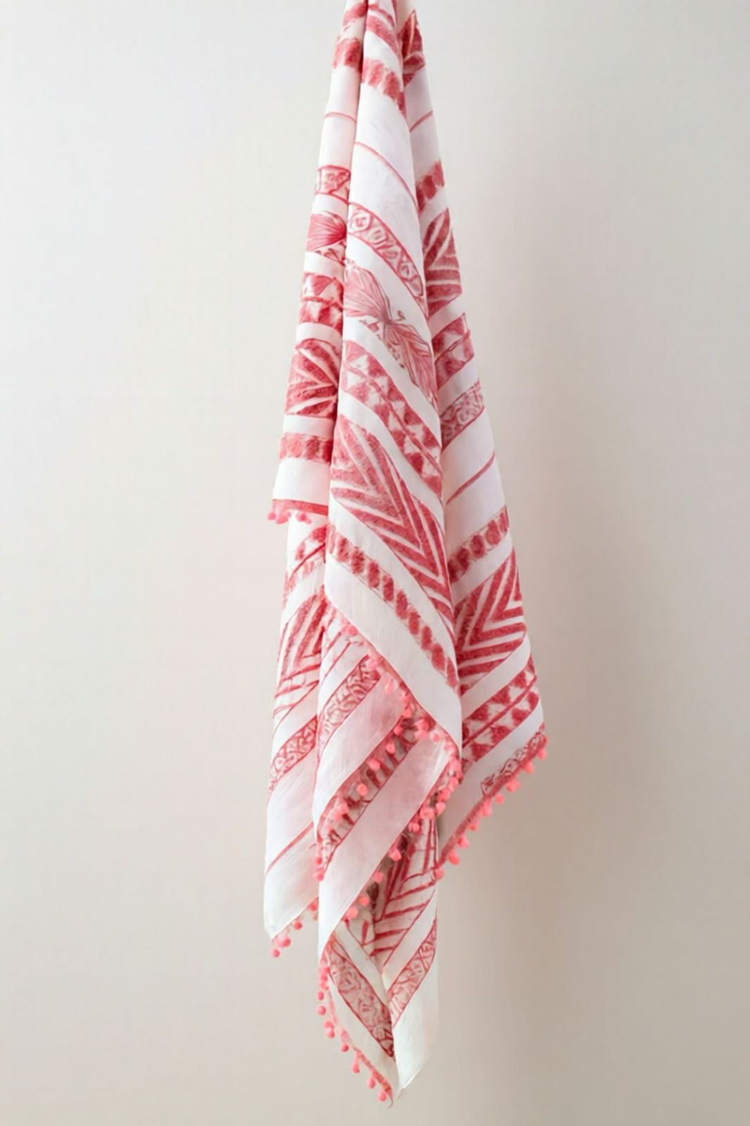 Meraki Cotton Blend Sarong – Watermelon with Candy Pink Trim